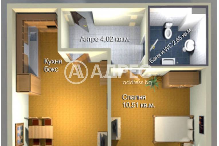 Двустаен апартамент, Бургас, Меден рудник - зона А, 673123, Снимка 1