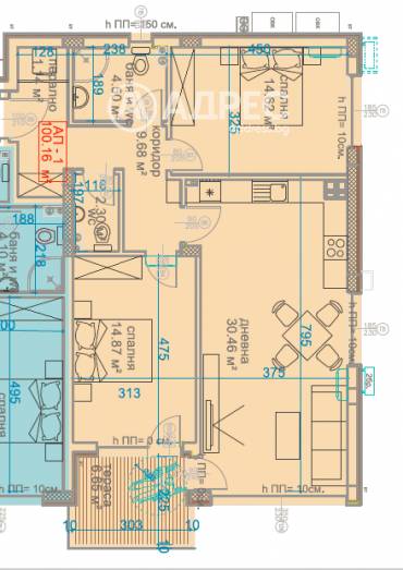 Тристаен апартамент, Варна, Виница, 687126, Снимка 1