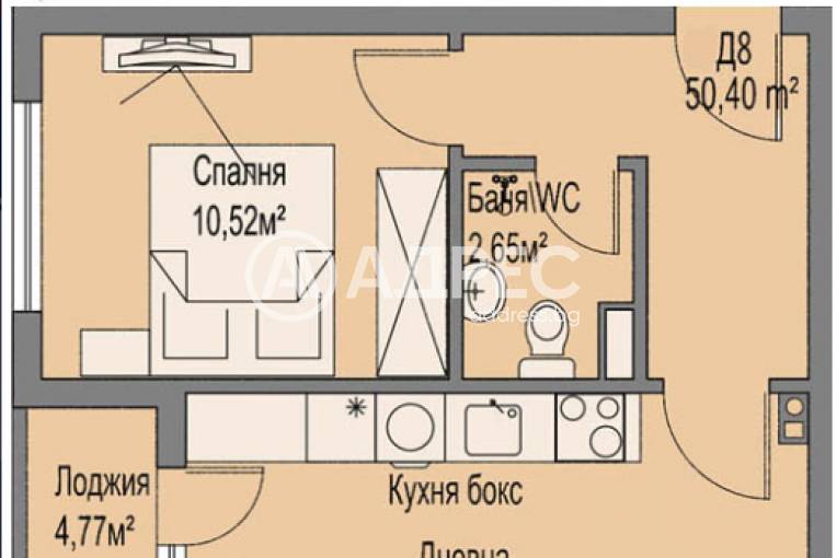 Двустаен апартамент, Бургас, Меден рудник - зона А, 673127, Снимка 1