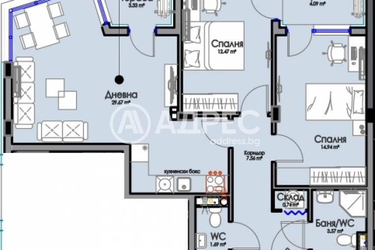 Тристаен апартамент, Бургас, Хоризонт, 681133, Снимка 3