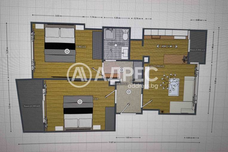 Тристаен апартамент, Хасково, Център, 671134, Снимка 14