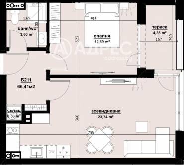 Двустаен апартамент, Бургас, Хоризонт, 659136, Снимка 1