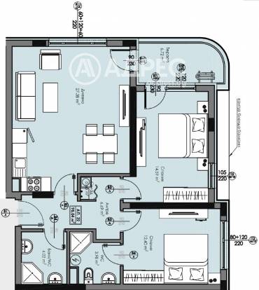 Тристаен апартамент, Бургас, Мадика, 664136, Снимка 1