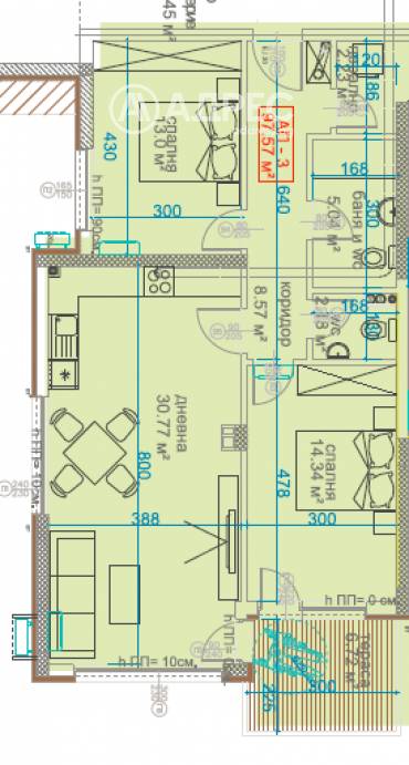 Тристаен апартамент, Варна, Виница, 687136, Снимка 1
