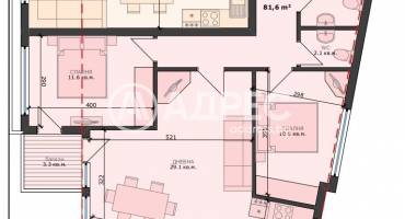 Тристаен апартамент, Варна, Погребите, 668138, Снимка 2