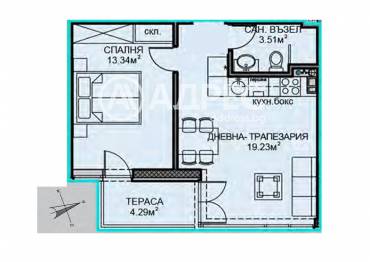 Двустаен апартамент, София, Обеля 2, 683141, Снимка 1
