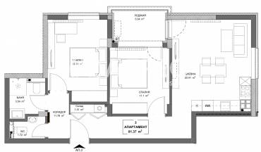 Тристаен апартамент, София, Обеля 2, 690143, Снимка 1