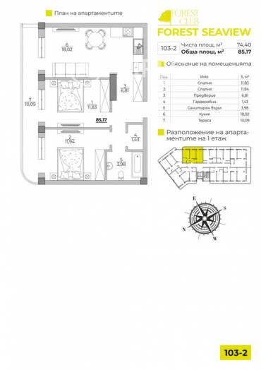 Тристаен апартамент, Варна, к.к. Чайка, 631144, Снимка 1