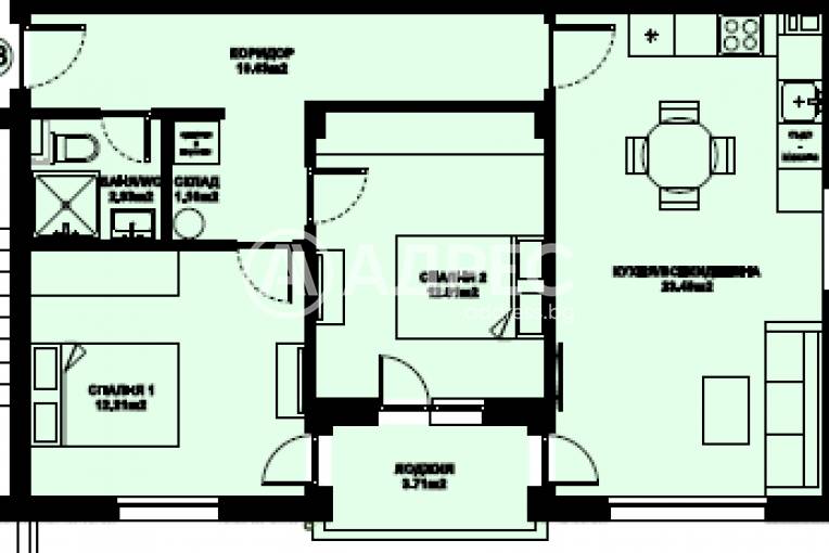 Тристаен апартамент, Благоевград, Изгрев, 674147, Снимка 1