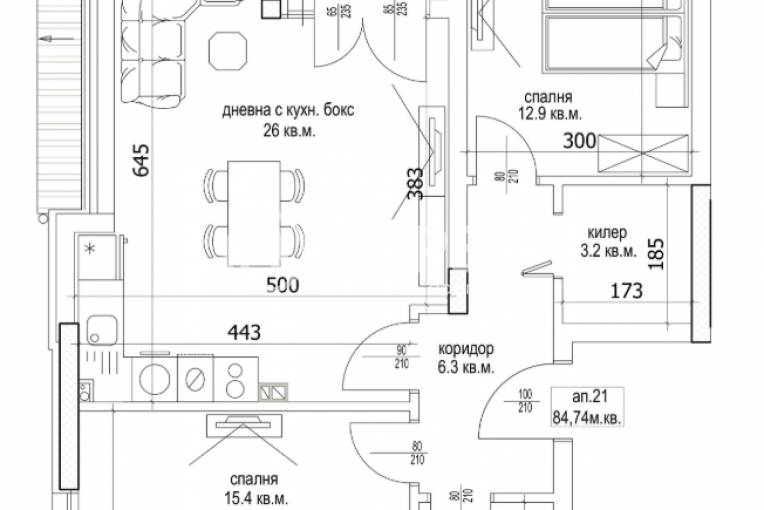 Тристаен апартамент, Варна, Цветен квартал, 655148, Снимка 3
