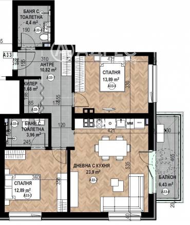 Тристаен апартамент, София, Кръстова вада, 677150, Снимка 1