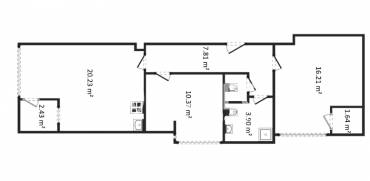 Тристаен апартамент, Варна, Спортна зала, 669151, Снимка 1