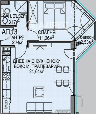 Двустаен апартамент, София, Обеля 2, 687151, Снимка 1