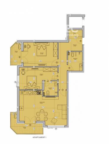 Тристаен апартамент, Варна, Левски, 682156, Снимка 1