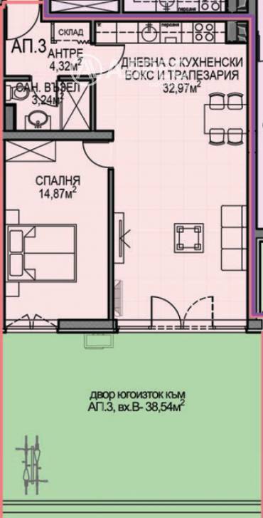 Двустаен апартамент, София, Обеля 2, 687160, Снимка 1