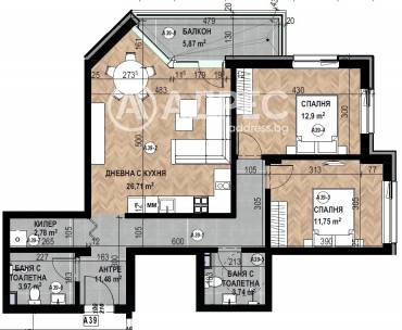 Тристаен апартамент, София, Кръстова вада, 677164, Снимка 1