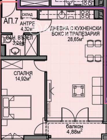 Двустаен апартамент, София, Обеля 2, 687166, Снимка 1