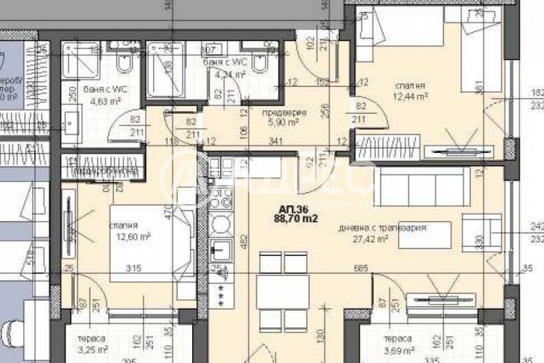 Тристаен апартамент, Пловдив, Тракия, 654171, Снимка 1