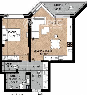 Двустаен апартамент, София, Кръстова вада, 677171, Снимка 1