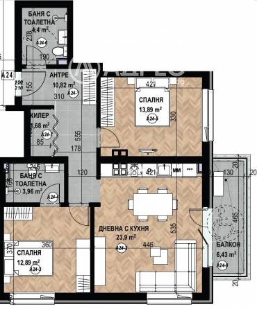 Тристаен апартамент, София, Кръстова вада, 677172, Снимка 1