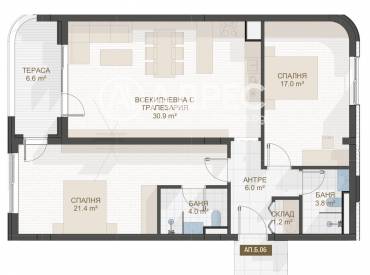 Тристаен апартамент, Пловдив, Център, 667173, Снимка 1