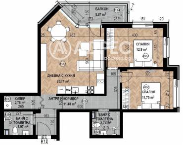 Тристаен апартамент, София, Кръстова вада, 677174, Снимка 1