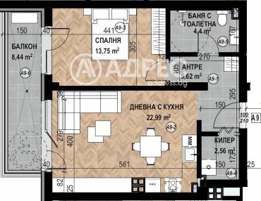 Двустаен апартамент, София, Кръстова вада, 677175, Снимка 1