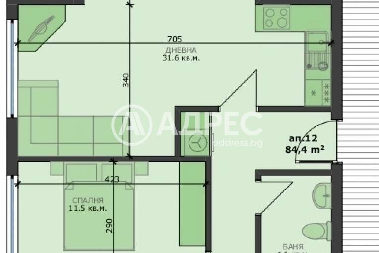 Тристаен апартамент, Варна, Погребите, 668176, Снимка 2