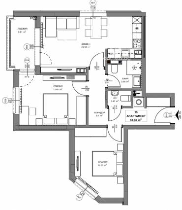 Тристаен апартамент, София, Обеля 2, 690177, Снимка 1
