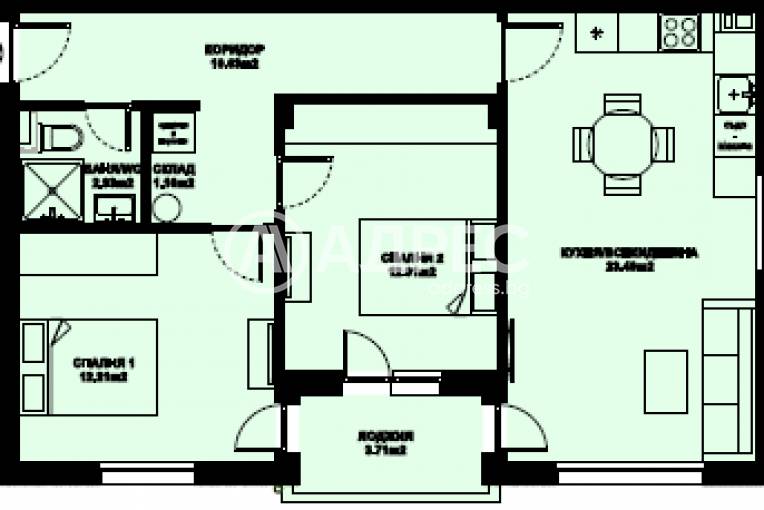 Тристаен апартамент, Благоевград, Изгрев, 674181, Снимка 1