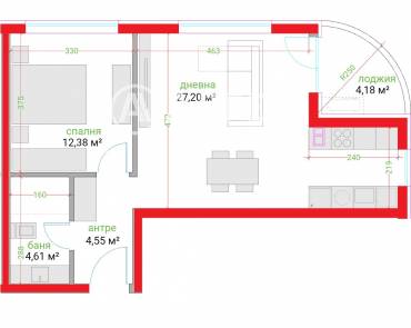 Двустаен апартамент, Варна, Трошево, 664182, Снимка 1