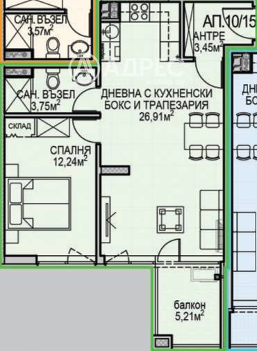 Двустаен апартамент, София, Обеля 2, 687183, Снимка 1