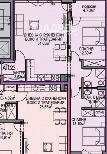 Тристаен апартамент, София, Обеля 2, 687188, Снимка 1
