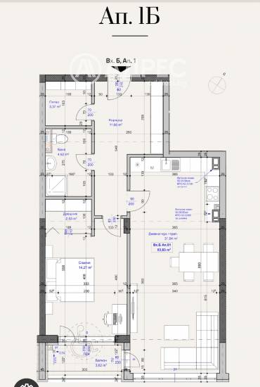 Двустаен апартамент, София, Лагера, 686190, Снимка 1