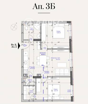 Тристаен апартамент, София, Лагера, 686192, Снимка 1