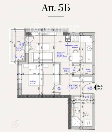 Двустаен апартамент, София, Лагера, 686193, Снимка 1