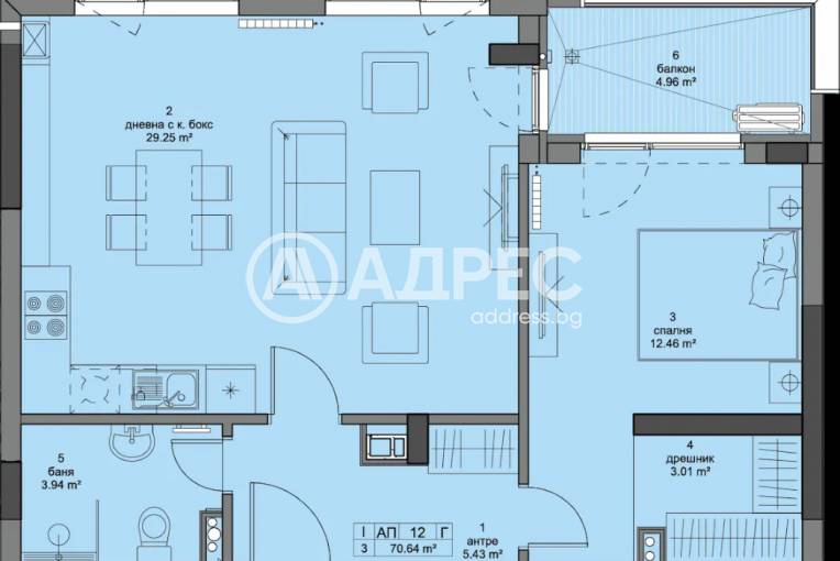 Двустаен апартамент, София, Кръстова вада, 646195, Снимка 2