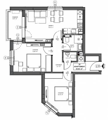 Тристаен апартамент, София, Обеля 2, 690195, Снимка 1