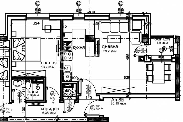 Тристаен апартамент, София, Красна поляна 2, 641200, Снимка 3
