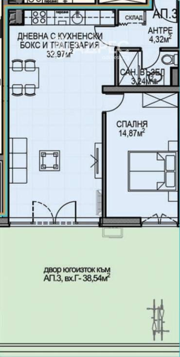 Двустаен апартамент, София, Обеля 2, 687201, Снимка 1