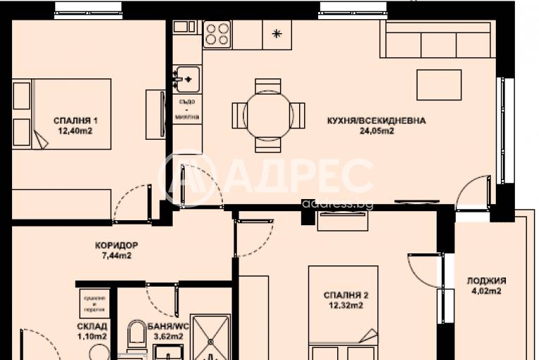 Тристаен апартамент, Благоевград, Изгрев, 674210, Снимка 1