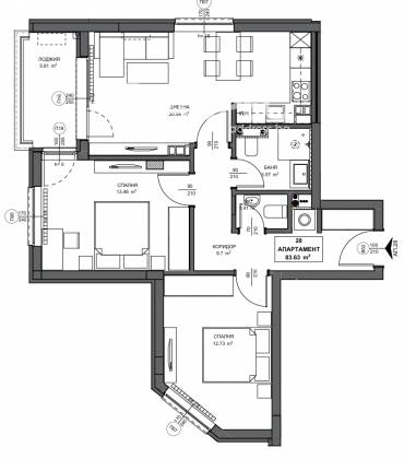Тристаен апартамент, София, Обеля 2, 690211, Снимка 1