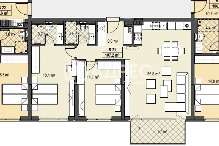 Тристаен апартамент, София, Бояна, 658214, Снимка 4