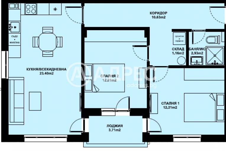 Тристаен апартамент, Благоевград, Изгрев, 674215, Снимка 1