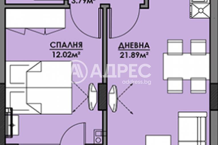 Двустаен апартамент, Бургас, Славейков, 621218, Снимка 1