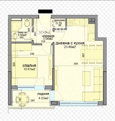 Двустаен апартамент, Варна, Гранд Мол Варна, 685220, Снимка 1