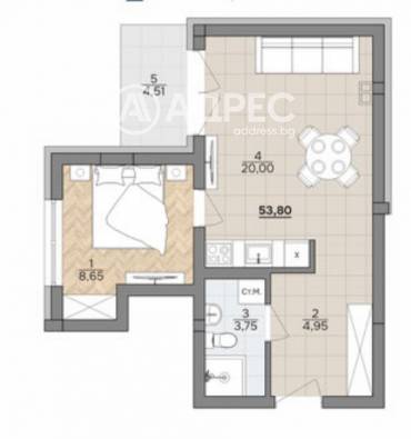 Двустаен апартамент, Варна, к.к. Чайка, 663226, Снимка 1