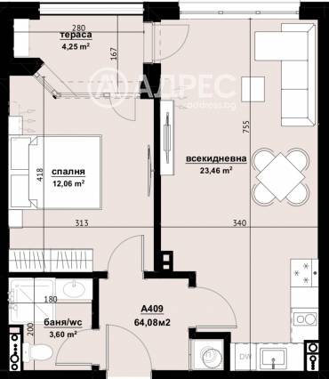 Двустаен апартамент, Бургас, Хоризонт, 667226, Снимка 1