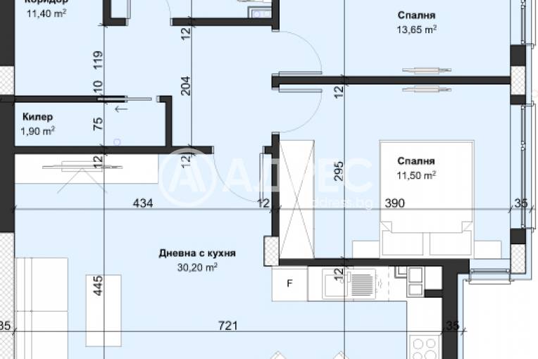 Тристаен апартамент, Варна, Виница, 696226, Снимка 1