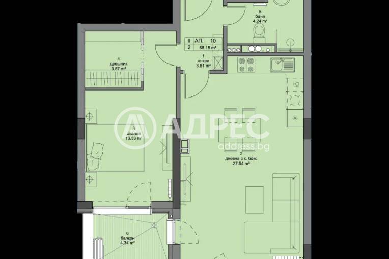 Двустаен апартамент, София, Кръстова вада, 646228, Снимка 2